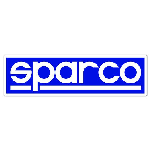 Aufkleber: Sparco in moderner Schriftart auf blauem Hintergru