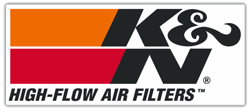 Aufkleber: K&N Logo mit der Aufschrift 'HIGH-FLOW AIR FILTERS