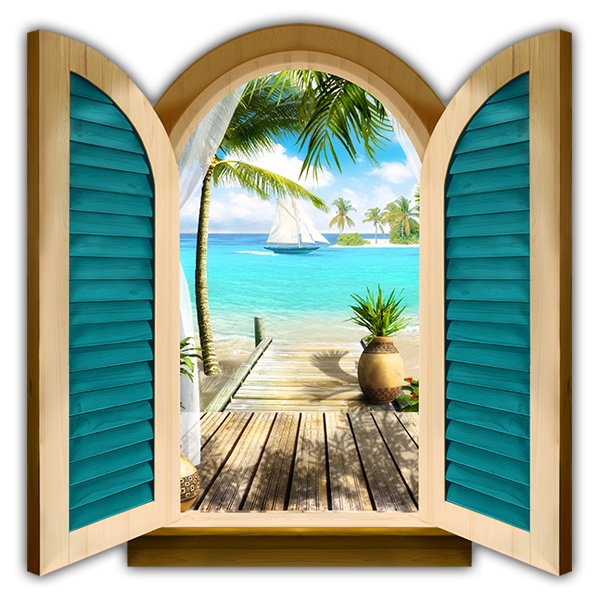 Wandtattoos: Fenster paradies am Meer