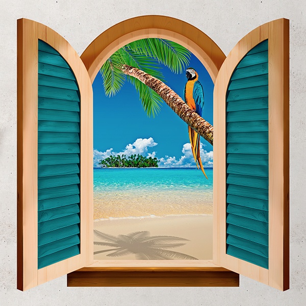 Wandtattoos: Fenster Papagei in einer Palme
