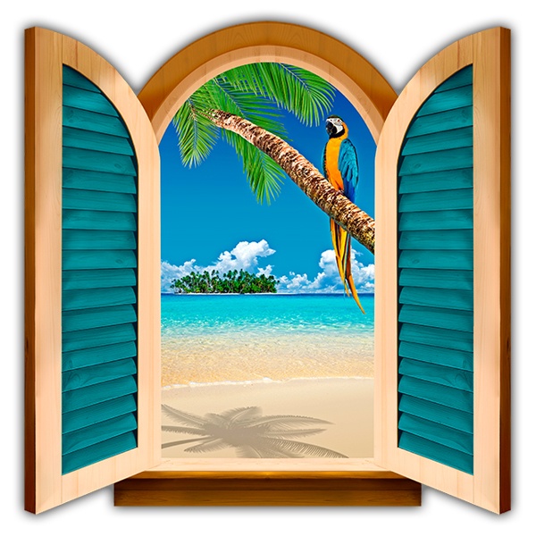 Wandtattoos: Fenster Papagei in einer Palme