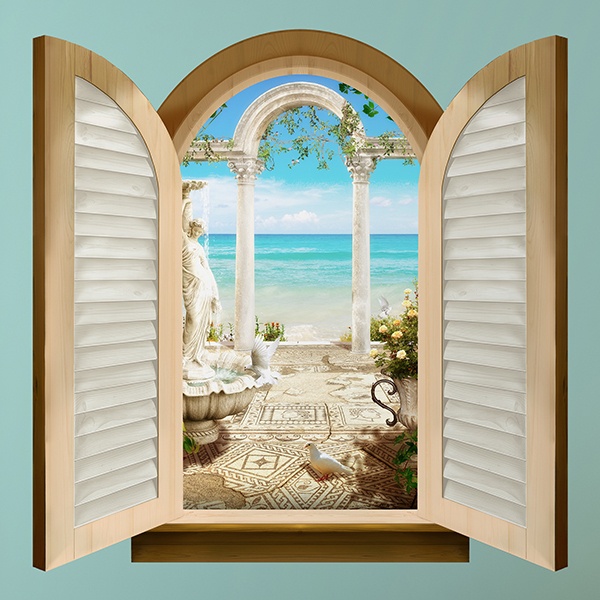 Wandtattoos: Fenster Bögen mit Blick aufs Meer