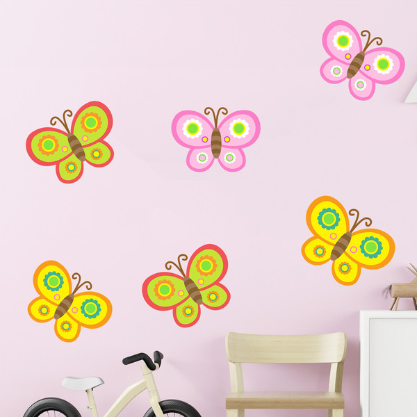 Kinderzimmer Wandtattoo: Kit 6 farbige Schmetterlinge 4