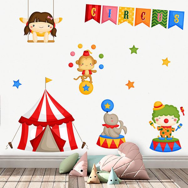 Kinderzimmer Wandtattoo: Zirkus-Jongleur-Set