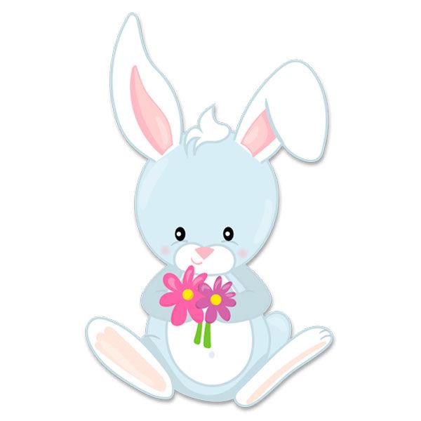 Kinderzimmer Wandtattoo: Hase mit Blumen