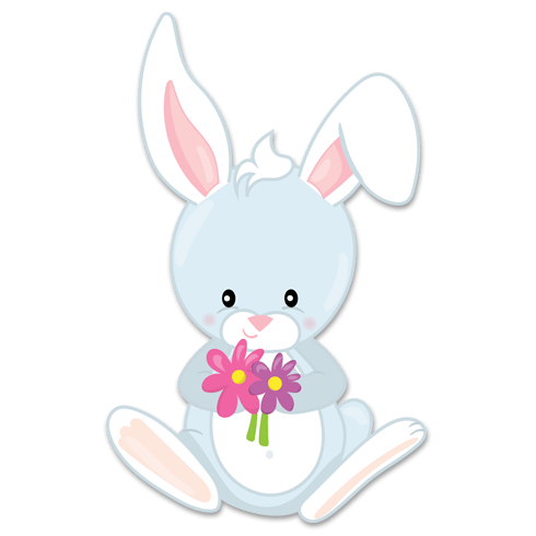 Kinderzimmer Wandtattoo: Hase mit Blumen