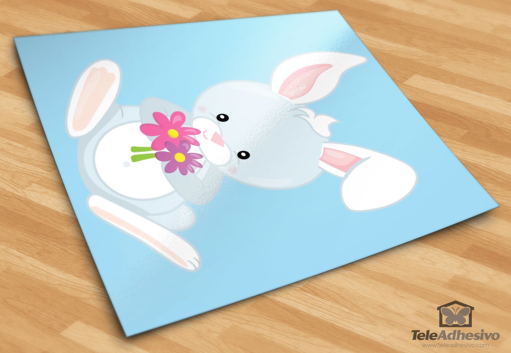 Kinderzimmer Wandtattoo: Hase mit Blumen