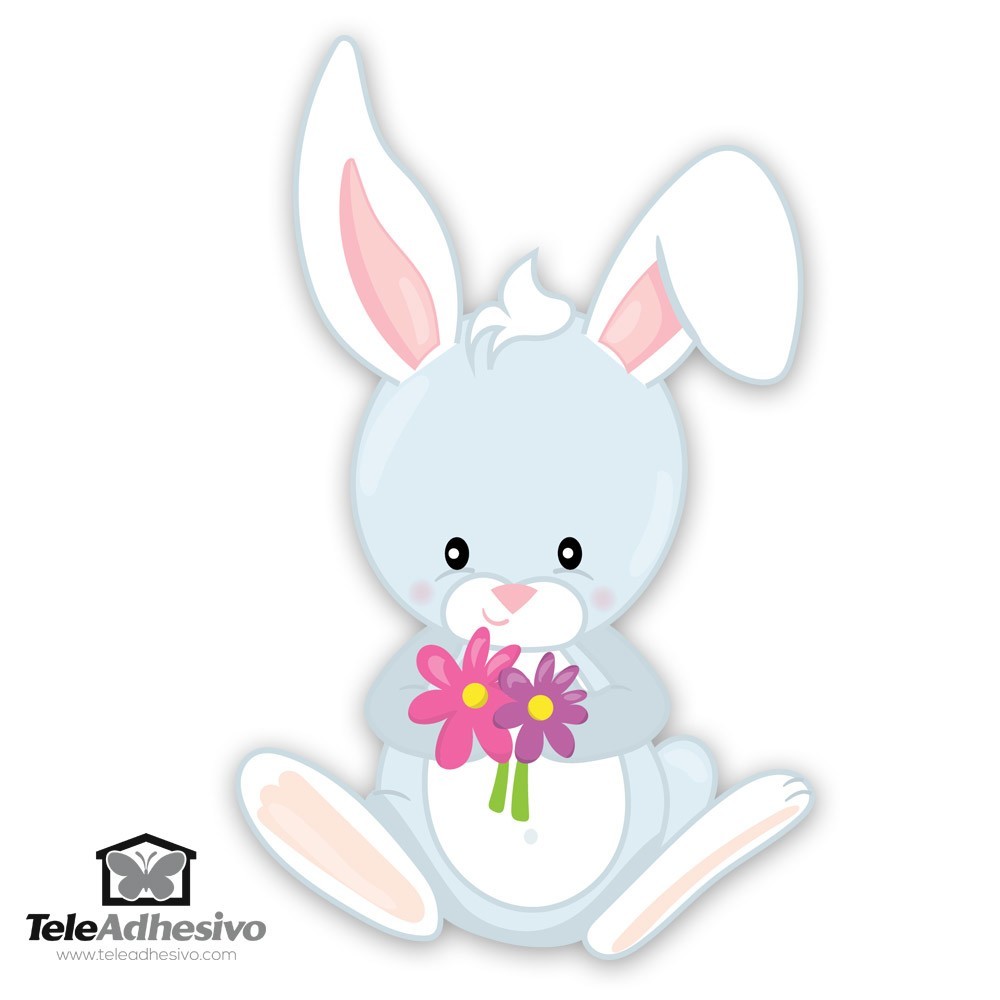 Kinderzimmer Wandtattoo: Hase mit Blumen