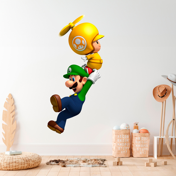 Kinderzimmer Wandtattoo: Luigi mit einem Fliegenden Pilz