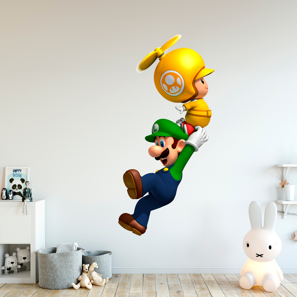 Kinderzimmer Wandtattoo: Luigi mit einem Fliegenden Pilz