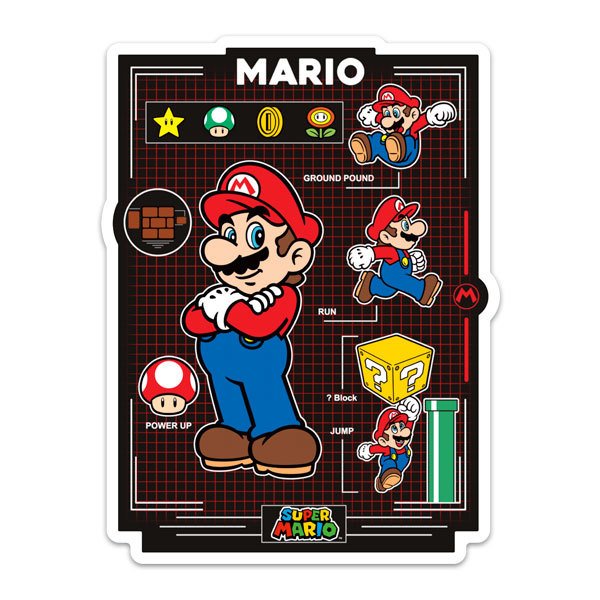 Aufkleber: Mario Bros Anweisungen