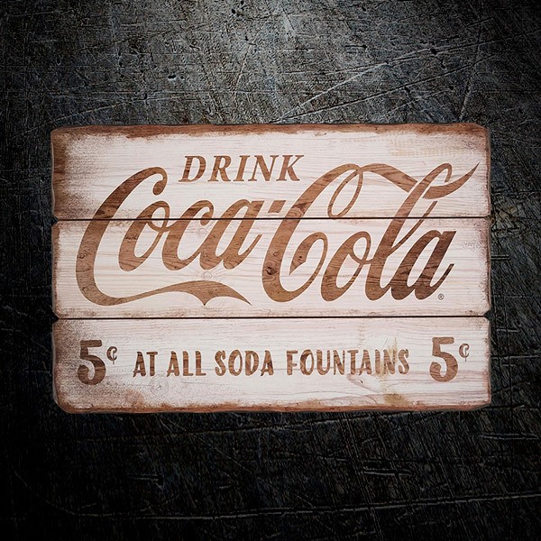 Aufkleber: Coca Cola Holzschild