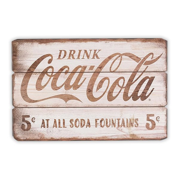 Aufkleber: Coca Cola Holzschild