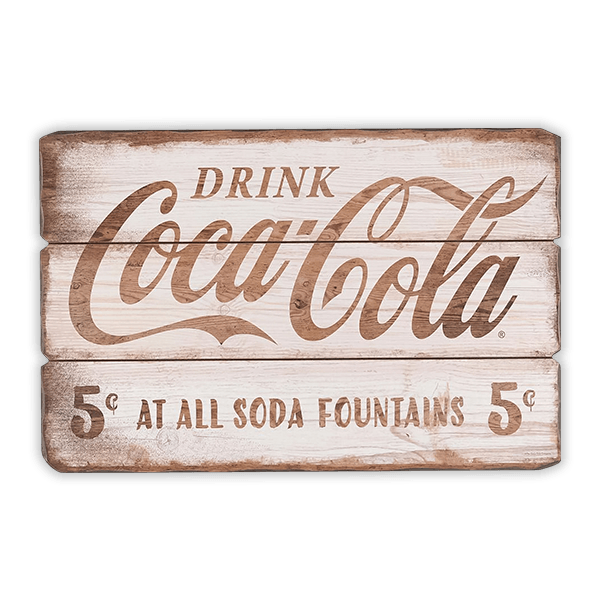 Aufkleber: Coca Cola Holzschild