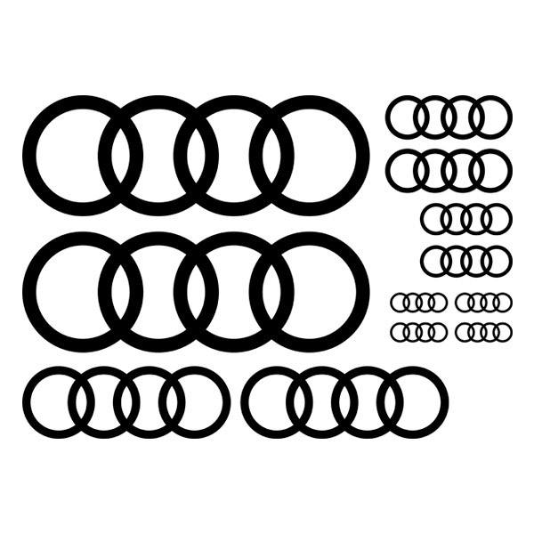 Aufkleber: Audi Ringe Aufkleber-Set