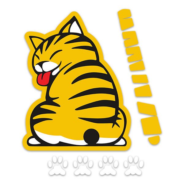 Aufkleber: Windschutzscheibenwischer Katze Gelb
