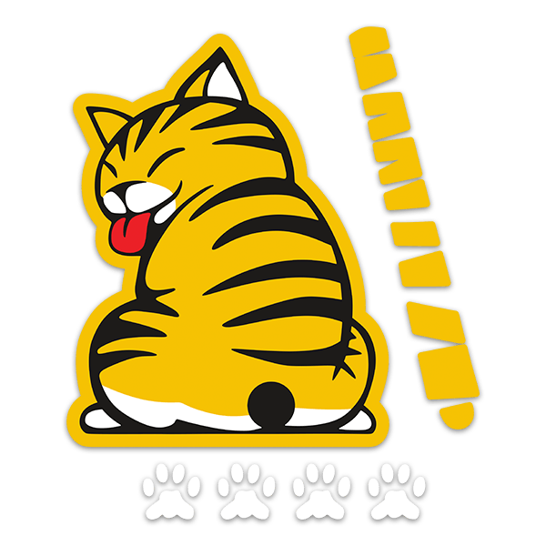Aufkleber: Windschutzscheibenwischer Katze Gelb