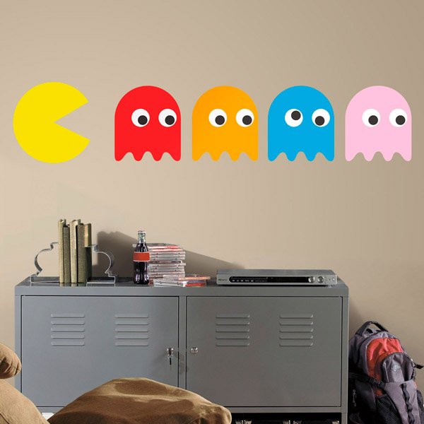 Wandtattoos: Pac-Man und 4 Gespenster