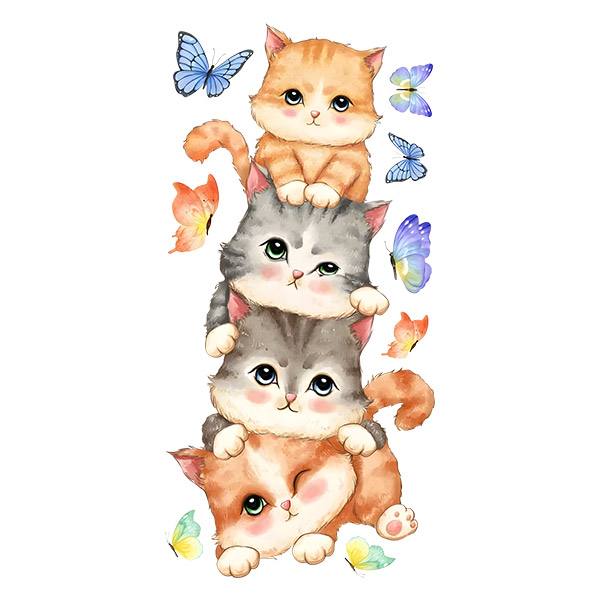 Wandtattoo kinder katzen und Schmetterlinge