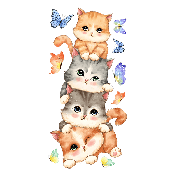 Kinderzimmer Wandtattoo: Katzen und Schmetterlinge