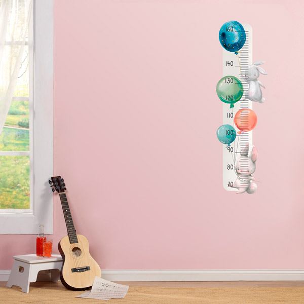 Kinderzimmer Wandtattoo: Kaninchen- und Luftballonmessgerät