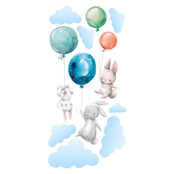 Kinderzimmer Wandtattoo: Kaninchen mit Luftballons