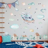 Kinderzimmer Wandtattoo: Hubschrauber, Wolken und Häuser 3