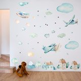Kinderzimmer Wandtattoo: Flugzeuge, Wolken und Häuser 3