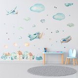 Kinderzimmer Wandtattoo: Flugzeuge, Wolken und Häuser 4