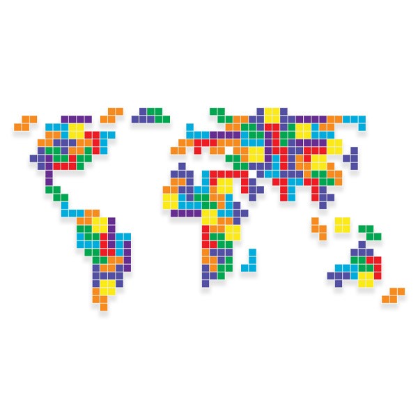 Wandtattoos: Weltkarte Tetris