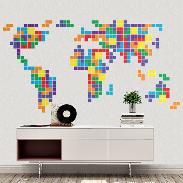Wandtattoos: Weltkarte Tetris