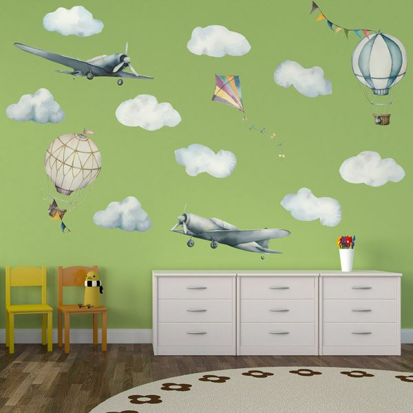 Kinderzimmer Wandtattoo: Flugzeuge und Ballone