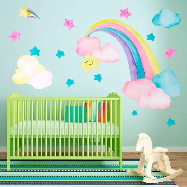 Kinderzimmer Wandtattoo: Regenbögen und Sterne