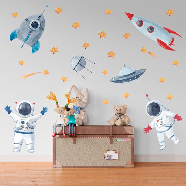 Kinderzimmer Wandtattoo: Astronauten im Weltraum