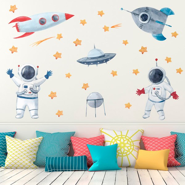 Kinderzimmer Wandtattoo: Astronauten im Weltraum