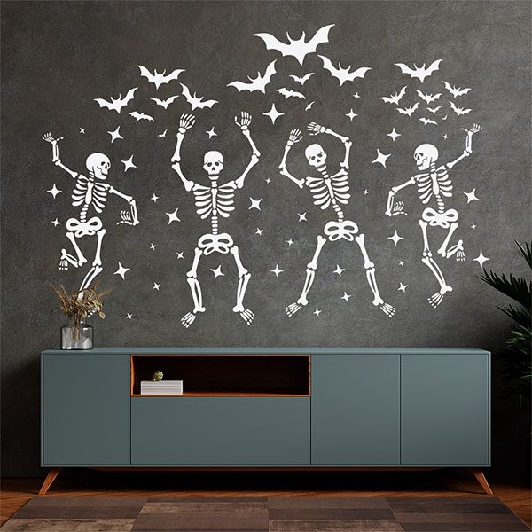 Wandtattoos: Skelette tanzen mit Fledermäusen