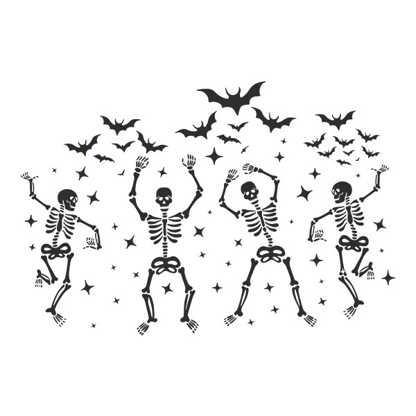 Wandtattoos: Skelette tanzen mit Fledermäusen