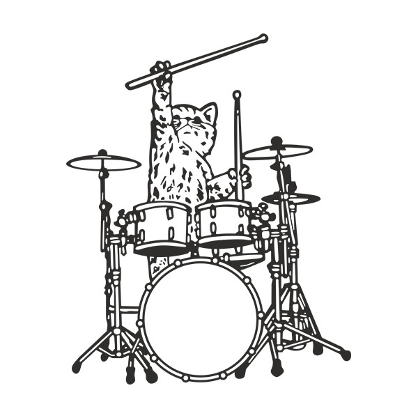 Wandtattoos: Katze spielt Schlagzeug