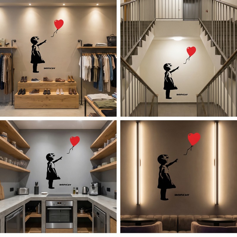 Wandtattoos: Banksy, M&auml;dchen Mit Einem Ballon