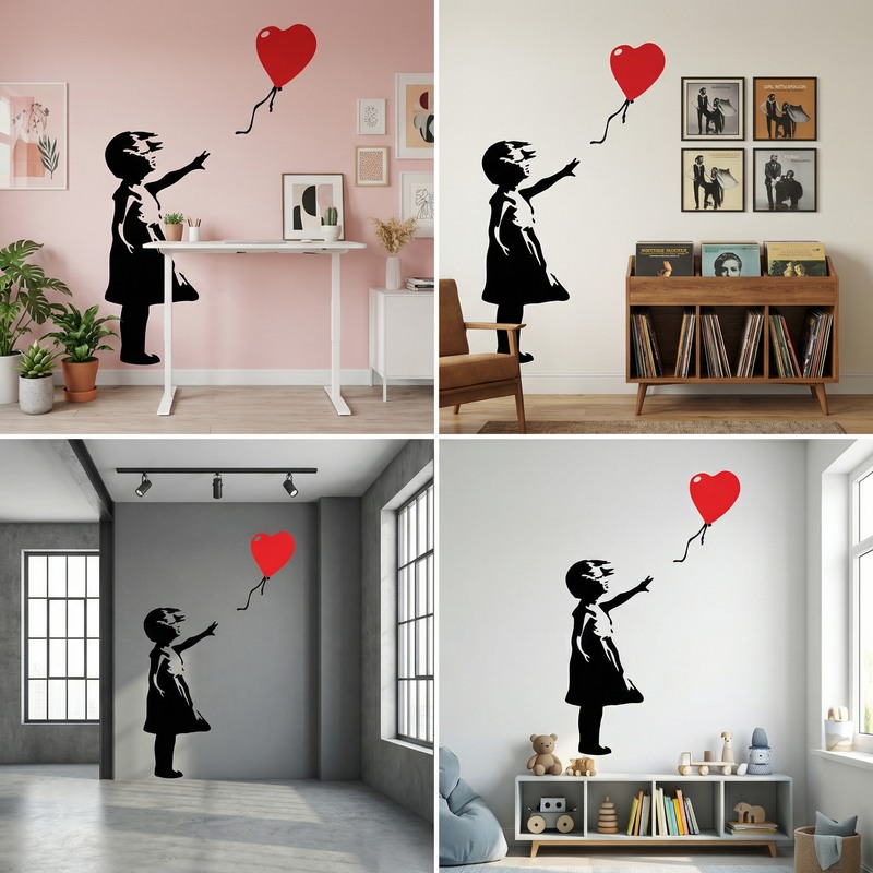 Wandtattoos: Banksy, M&auml;dchen Mit Einem Ballon