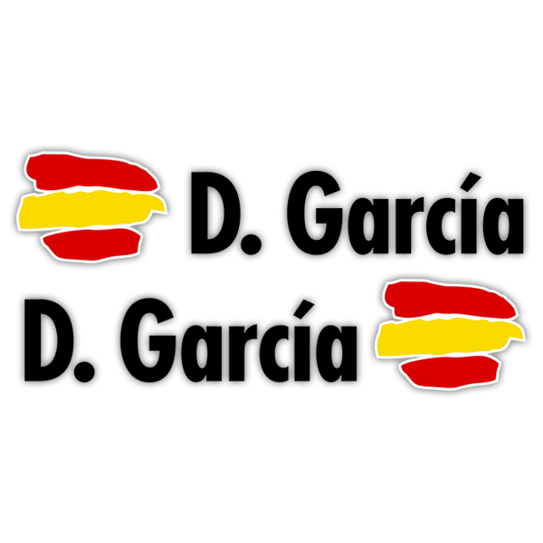 Aufkleber: 2X Flaggen Spanien + Name in schwarz