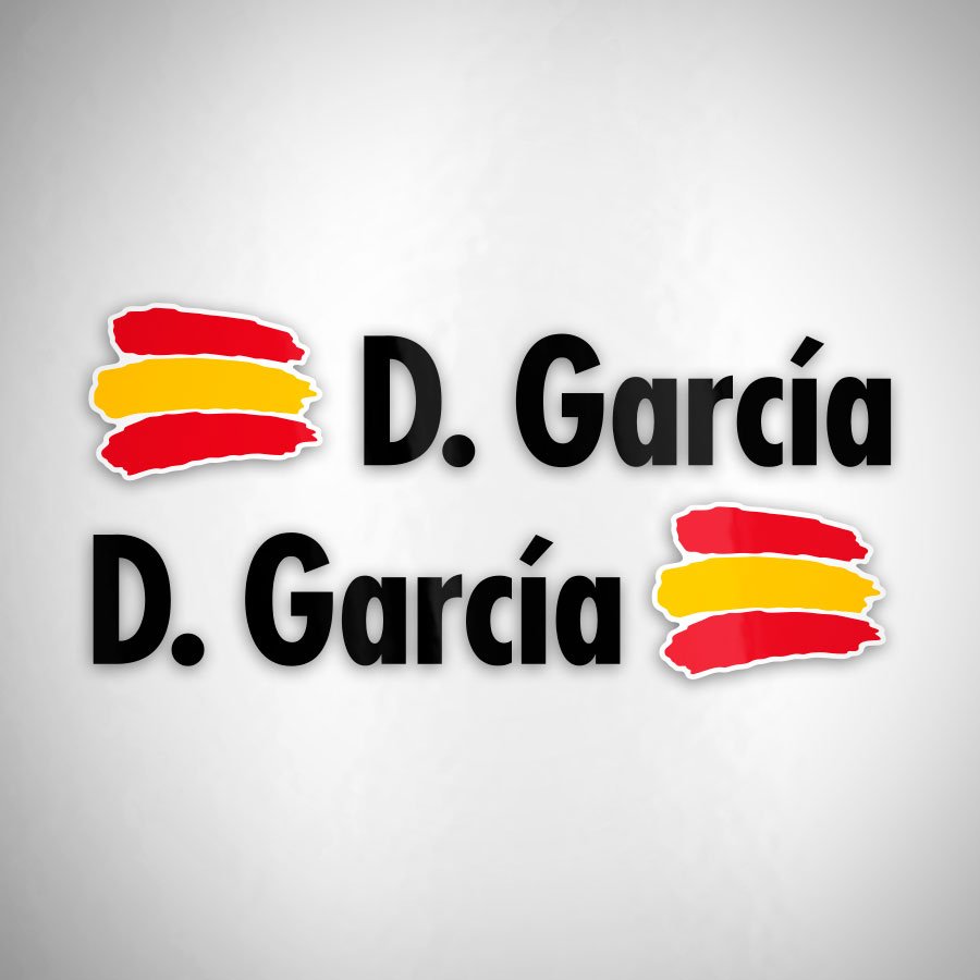 Aufkleber: 2X Flaggen Spanien + Name in schwarz