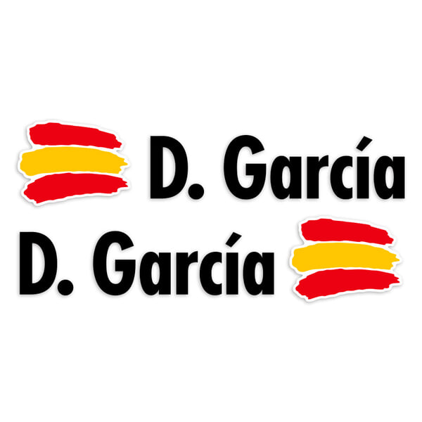 Aufkleber: 2X Flaggen Spanien + Name in schwarz