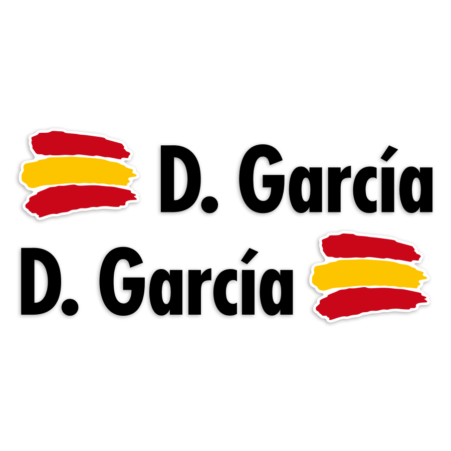 Aufkleber: 2X Flaggen Spanien + Name in schwarz