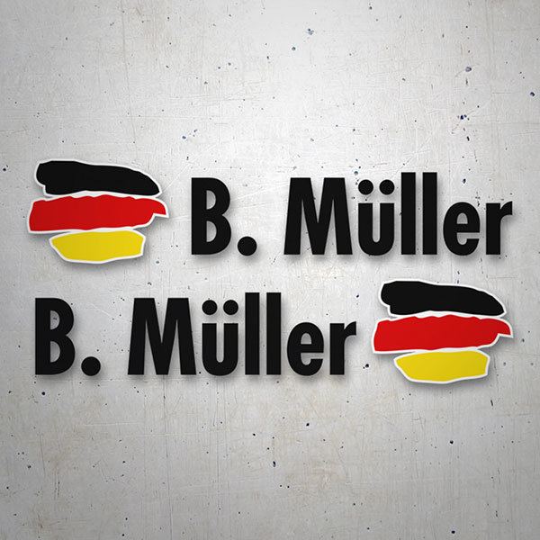 Aufkleber: 2X Flaggen Deutschland + Name in schwarz 1