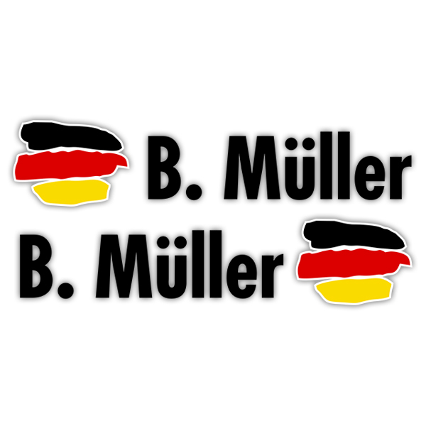 Aufkleber: 2X Flaggen Deutschland + Name in schwarz