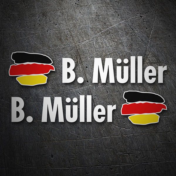 Aufkleber: 2X Flaggen Deutschland + Name in weiß