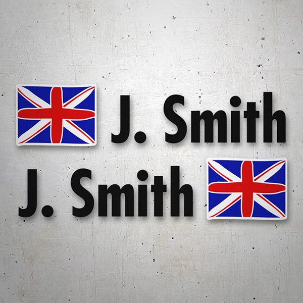 Aufkleber: 2X Flaggen Vereinigtes Königreich + Name in sch