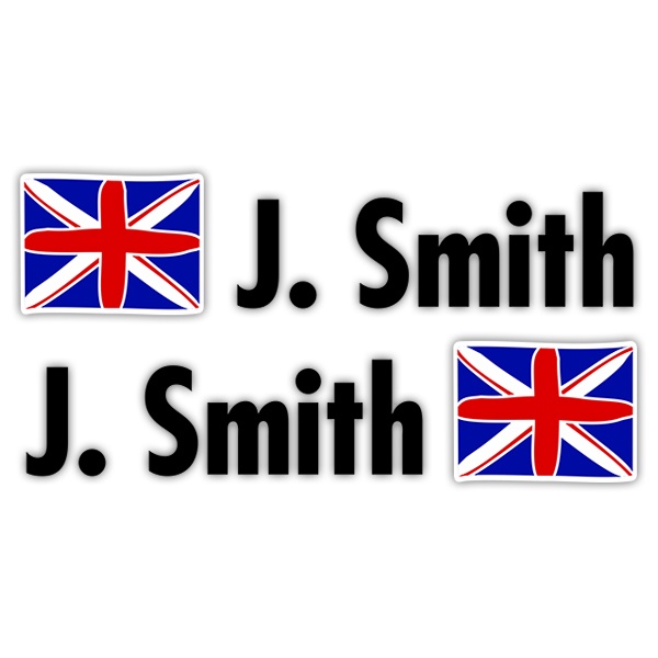 Aufkleber: 2X Flaggen Vereinigtes Königreich + Name in sch