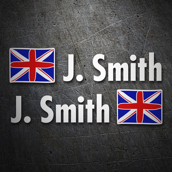 Aufkleber: 2X Flaggen Vereinigtes Königreich + Name in wei